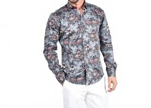NEW EIGHT X oxblood button down shirt in grey